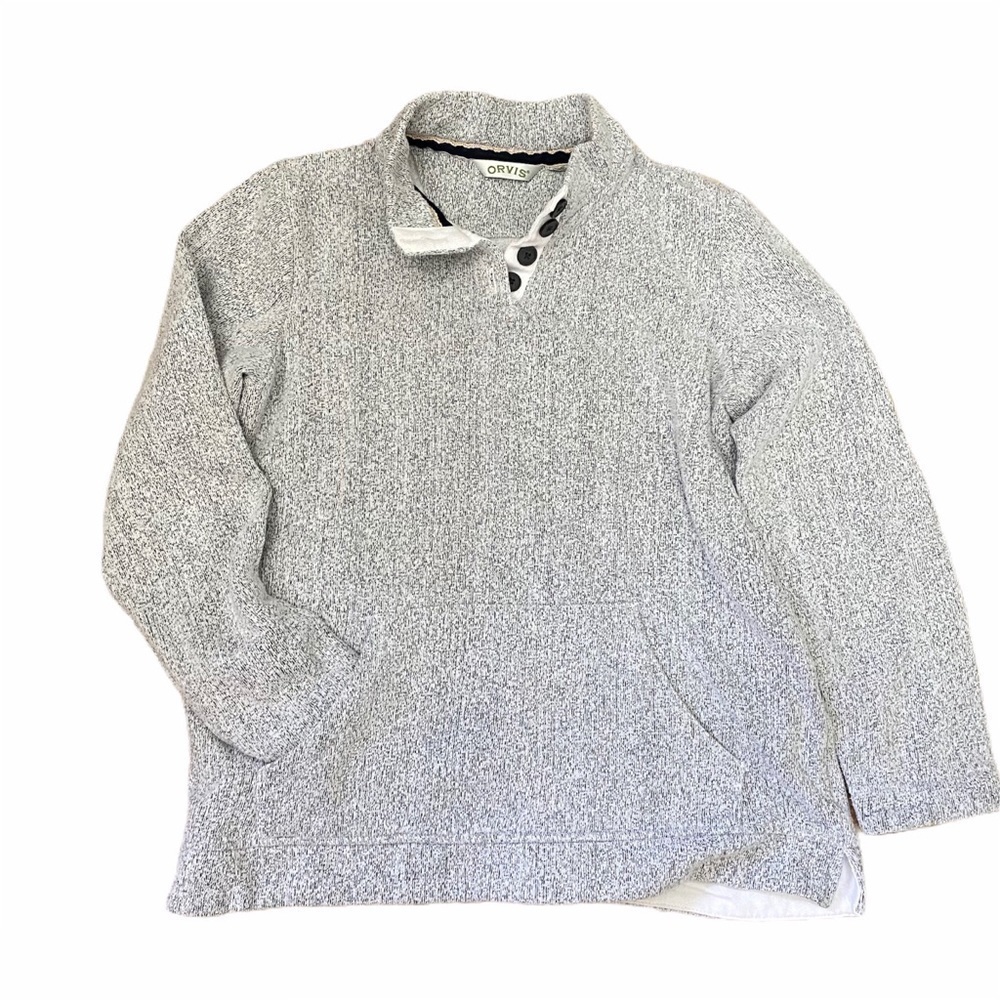 Orvis 1/4 Pullover with Buttons Grey Mens Small - Picture 1 of 9